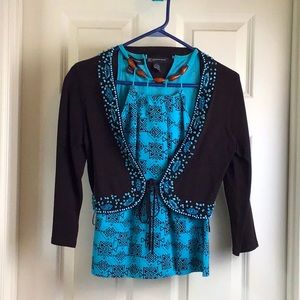 🌵INC 🤠 Western Beaded Tie Shawl and Sleevless Top